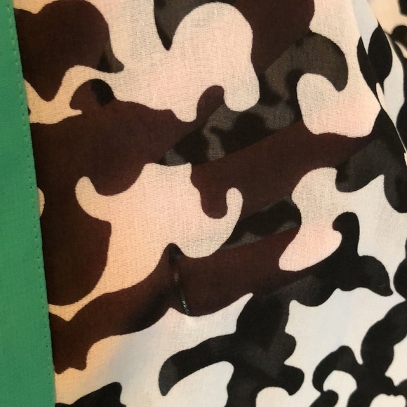 Nicole Miller large sleeveless high low semi sheer top black and aqua green - Picture 10 of 12